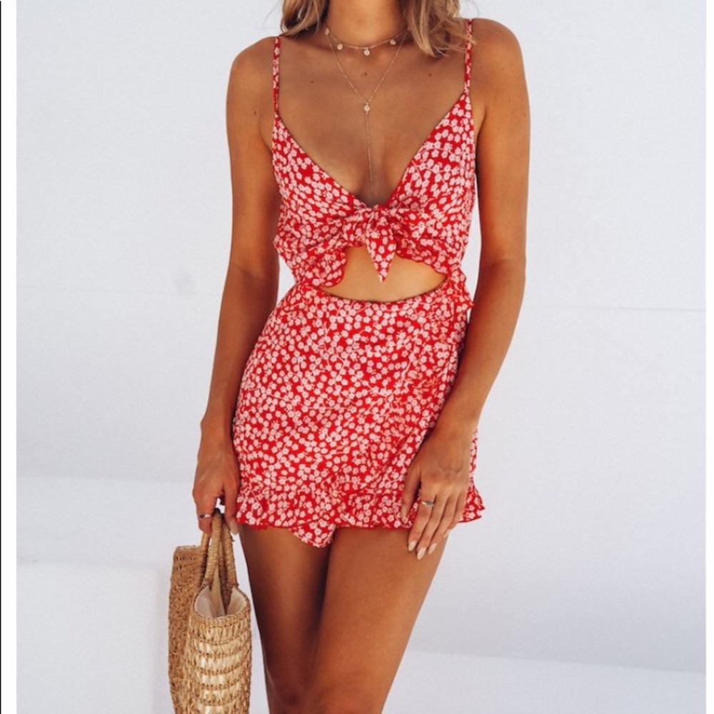 Hello Molly Red Cutout Romper
